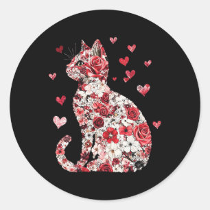 Sticker Rond Valentine Cat Heart - Joyeuse Méowentine