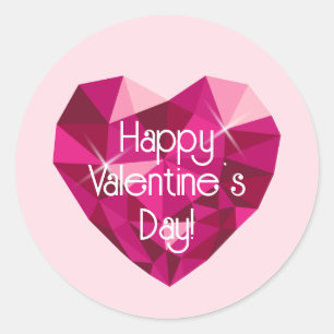 Sticker Rond Valentine diamant en forme de coeur