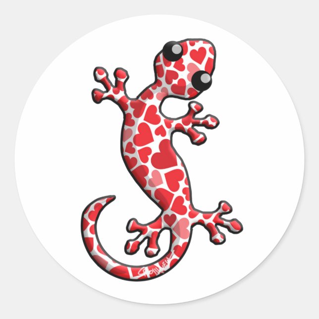 Sticker Rond Valentine Gecko Lizards (Devant)