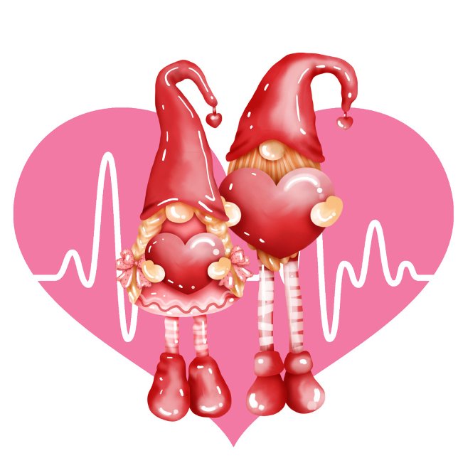Sticker Rond Valentine Gnome, Valentine Heartbeat (Créateur téléchargé)