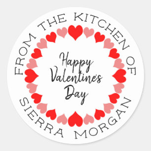 Sticker Rond Valentine Heart Wreath Kitchen Traitements Étiquet