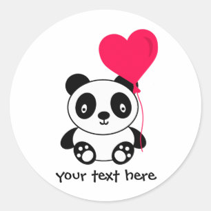 Sticker Rond Valentine Panda