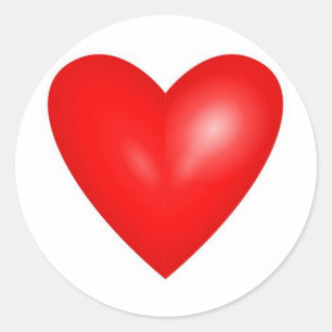 Sticker Rond Valentine Red Heart Mariage