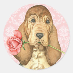 Sticker Rond Valentine Rose Bloodhound