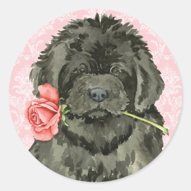 Sticker Rond Valentine Rose Terre-Neuve (Devant)