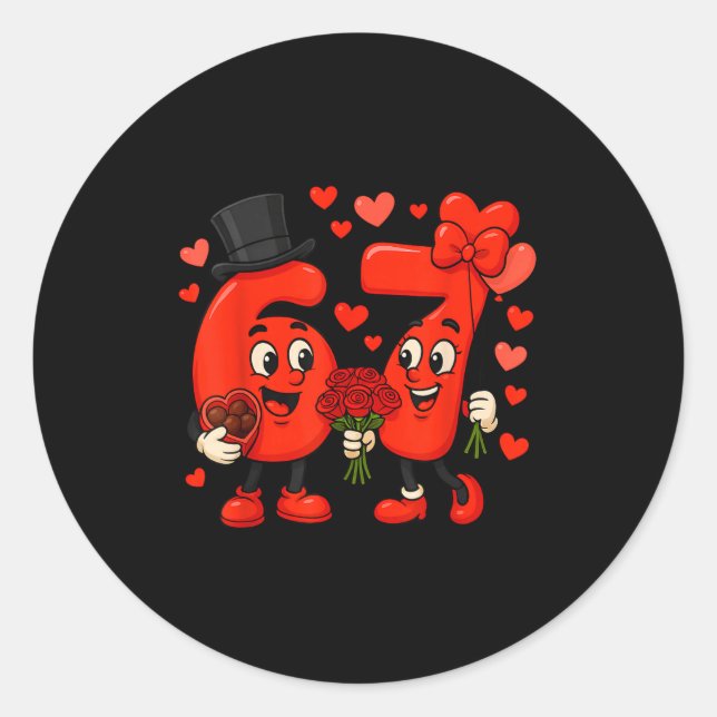 Sticker Rond Valentine’s Day 67 Meme Filled With Hearts Funny S (Devant)
