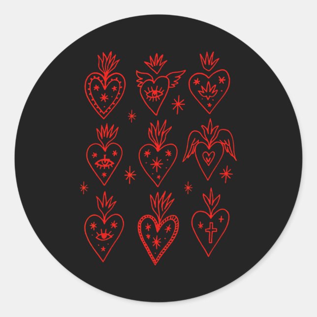 Sticker Rond Valentine’s Day Mexican Milagro Gothic Goth Sacred (Devant)