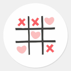 Sticker Rond Valentine Tic Tac Toe