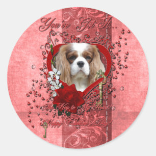 Sticker Rond Valentines - Clé de mon coeur - Cavalier - Lumière