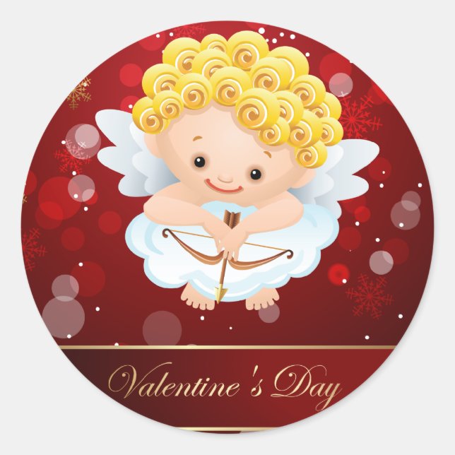 Sticker Rond Valentines Cute Cupid (Devant)