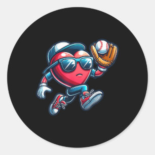 Sticker Rond Valentines Day Baseball Garçons Enfants Amusants