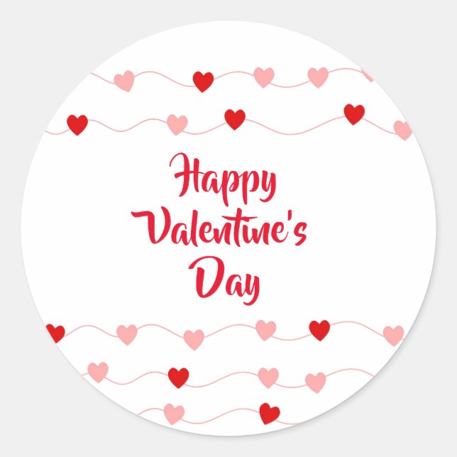 Sticker Rond Valentines Day Coeurs rose et rouge (Devant)