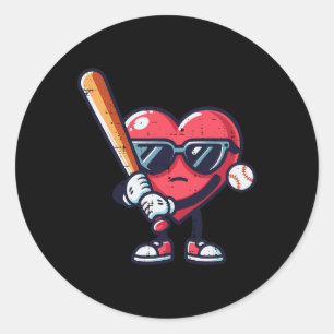 Sticker Rond Valentines Day Heart Baseball Boys Toddler Enfants