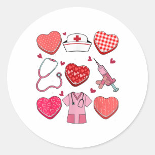 Sticker Rond Valentines Day Heart Rn Cna Icu Scurb Infirmière D
