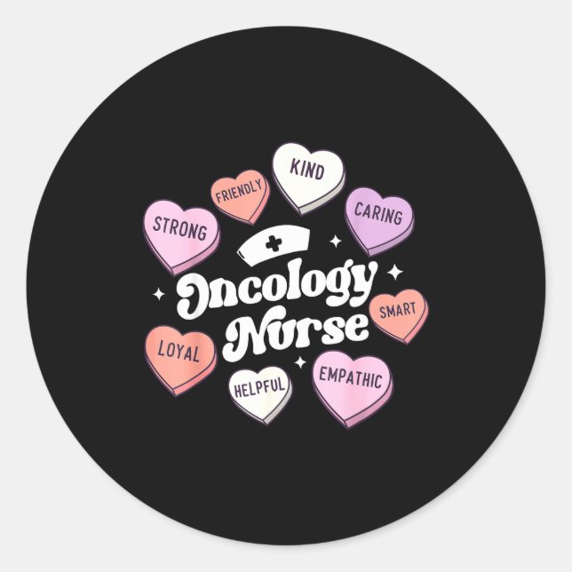 Sticker Rond Valentines Day Oncology Nurse Cancer Suprt Groovy  (Devant)