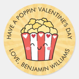 Sticker Rond Valentines Day Popcorn Faveurs Traiter les sacs du