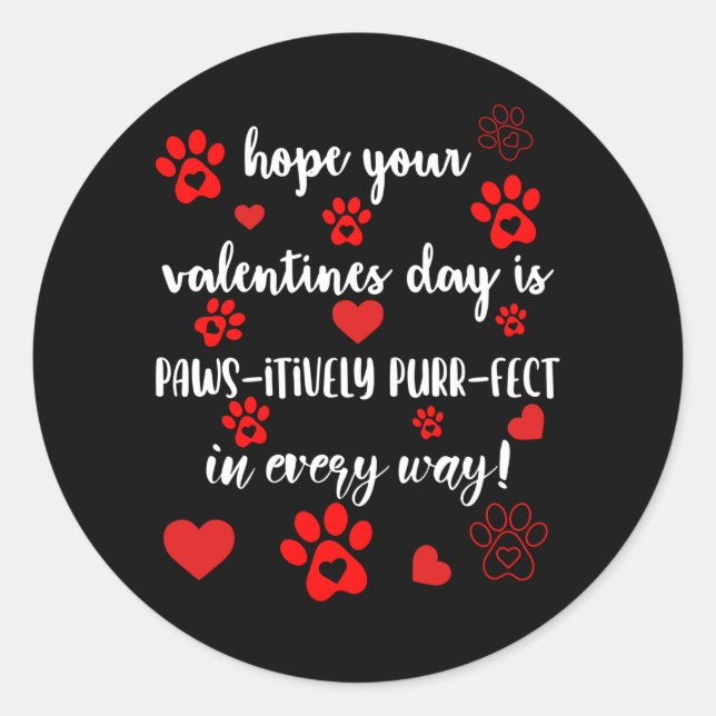 Sticker Rond Valentines Day Pws Amoureux des chiens de coeur (Devant)