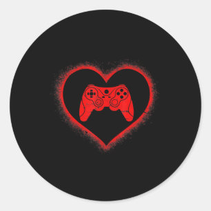 Sticker Rond Valentines Day Red Heart Vidéo Jeu Amour Amour Amo