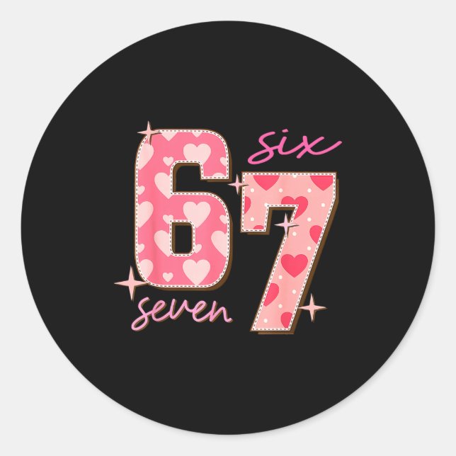 Sticker Rond Valentines Day Six Seven 67 Meme 6 7 Heart Boys Gi (Devant)