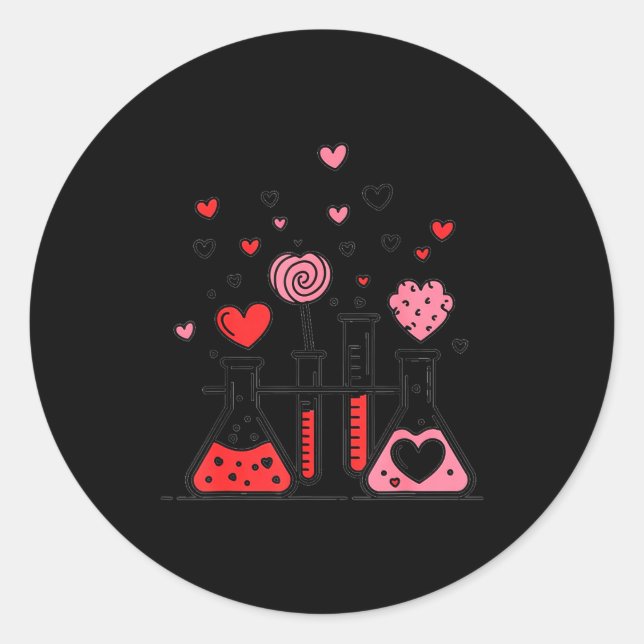 Sticker Rond Valentines Day Vibes Science Teacher 100 Days Of S (Devant)