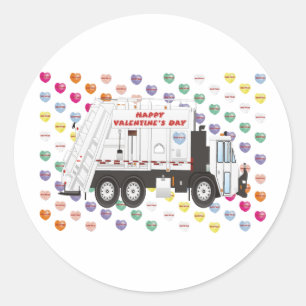 Sticker Rond Valentines de camion-poubelle
