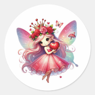 Sticker Rond Valentines Fée adorable