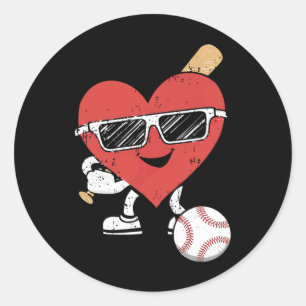 Sticker Rond Valentines Jour Baseball Mignonne Sports Hommes Ga