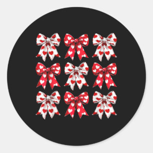 Sticker Rond Valentines Jour Coeur Coquette Bow Femmes Filles E