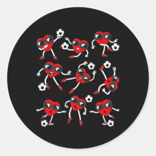 Sticker Rond Valentines Jour Coeur Football Joueur Amusants Gar