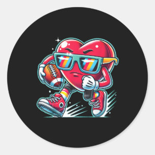 Sticker Rond Valentines Jour Coeur Quarterback Récepteur Footba