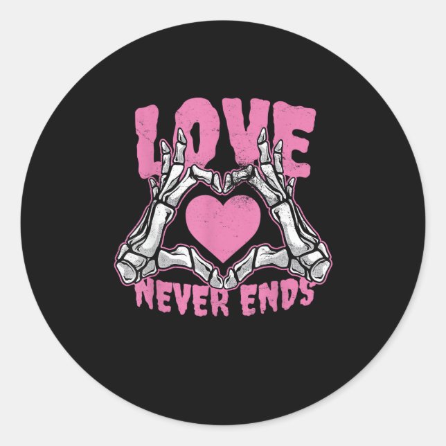 Sticker Rond Valentines Jour Coeur Squelette Mains Coeur (Devant)