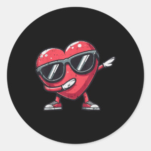 Sticker Rond Valentines Jour Dabbing Coeur Drôle Danser Garçons