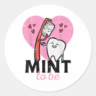 Sticker Rond Valentines Jour Mint À Être Brosse Dentaire Denti