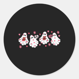 Sticker Rond Valentines Rétro Jour mignonne Ghost Boo Femmes Éf