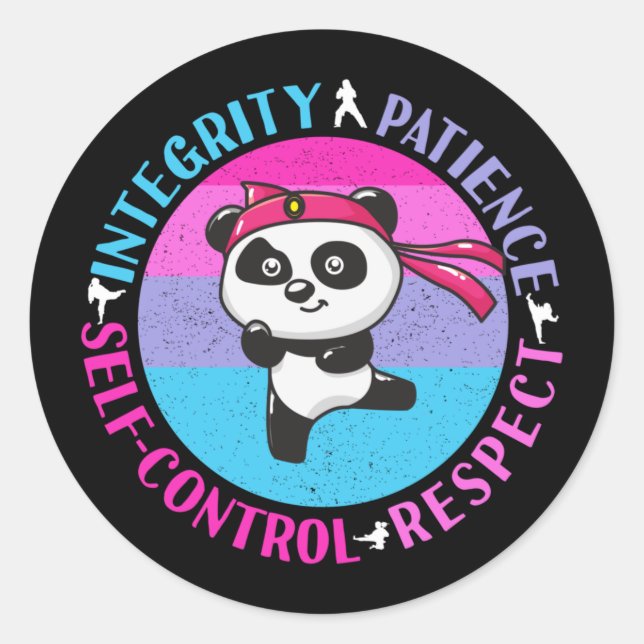 Sticker Rond Valeurs des arts martiaux - Karate Girly Mindset (Devant)