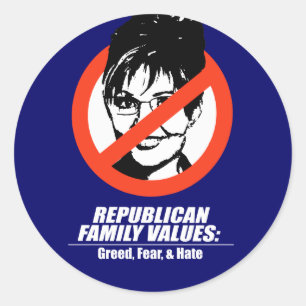 Sticker Rond Valeurs républicaines - cupidité, peur et haine