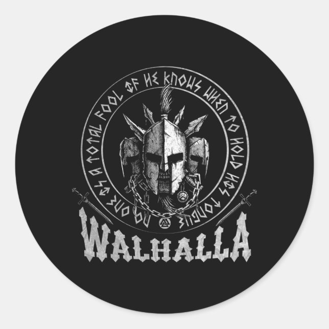 Sticker Rond Valhalla Odin Viking Motif (Devant)