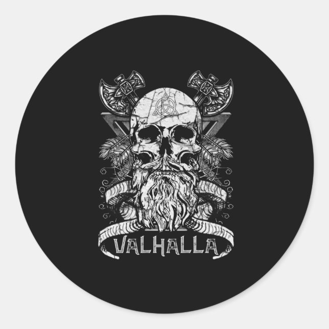 Sticker Rond Valhalla Odin Viking Motif (Devant)