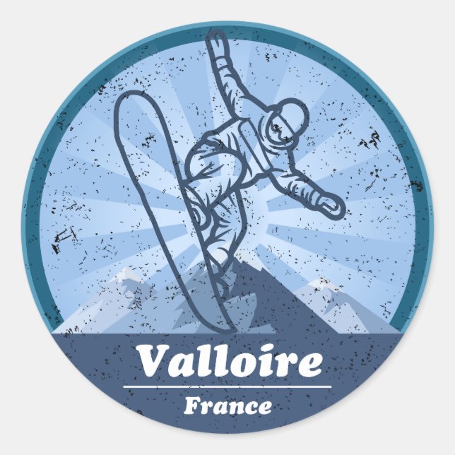 Sticker Rond Valloire Station de ski - Snowboard (Devant)