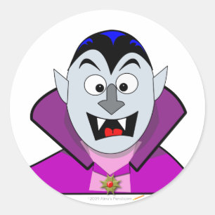 Sticker Rond Vampire caricature de la belle Halloween