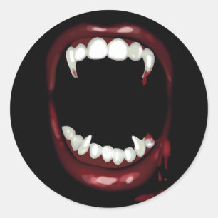 Sticker Rond vampire gothique de crocs de partie de Halloween