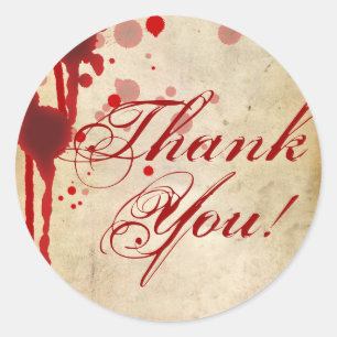 Sticker Rond Vampire Halloween Merci Mariage faux sang rouge