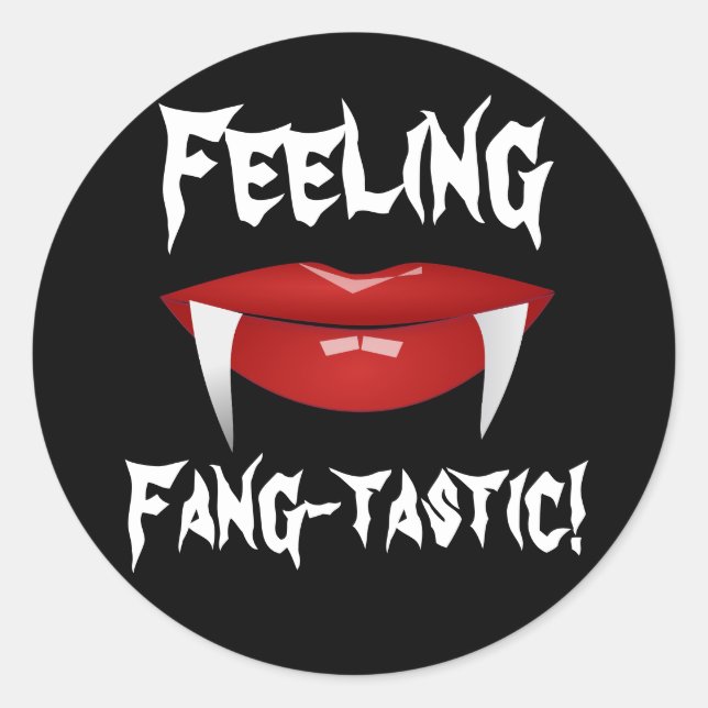 Sticker Rond Vampire Lèvres et les doigts "Sentent Fang-Tastic  (Devant)
