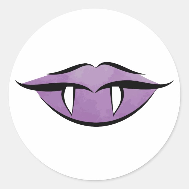 Sticker Rond Vampire Lèvres Goth Halloween Stick Rond Anniversa (Devant)