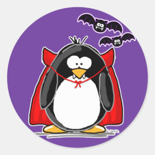 Sticker Rond Vampire Penguin