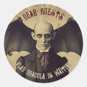 Sticker Rond Vampire Vintage Dracula Halloween