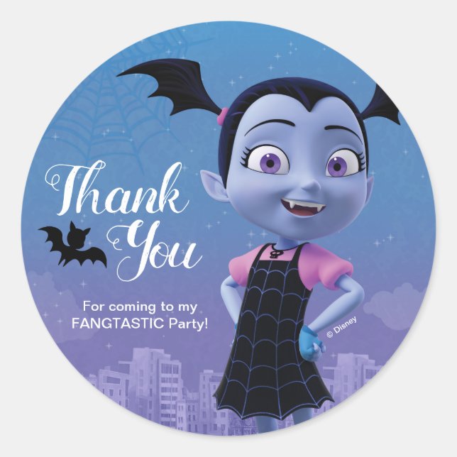 Sticker Rond Vampirina | Merci d'anniversaire (Devant)