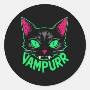 Sticker Rond Vampurr Chat Vampire Kitty Halloween Chats Éffraya