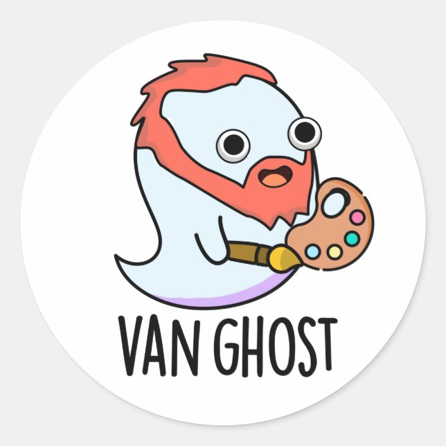 Sticker Rond Van Ghost Funny Artiste Ghost Pun (Devant)