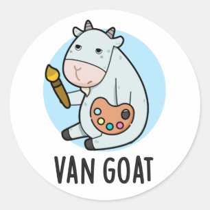 Sticker Rond Van Goat Amusant Artiste Pun
